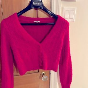 Beautiful, pink, garage sweater, cardigan crop.